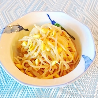 電子レンジで　豆もやしのナムル